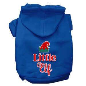 Little Elf Screen Print Dog Hoodie, Blue XL for Dogs