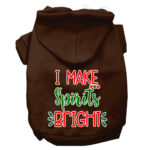 Make Spirits Bright Dog Hoodie Brown XXXL Holiday Pet Wear