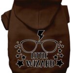 Little Wizard Screen Print Dog Hoodie Brown XXXL