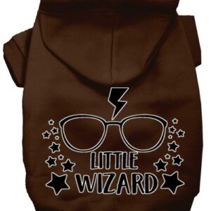 Little Wizard Screen Print Dog Hoodie Brown XXXL