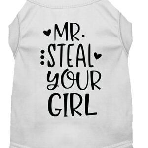 Large Mr. Steal Your Girl Dog Shirt White | Funny Pet Tee