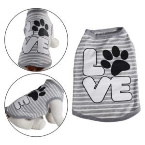 Love Dog Shirt Grey Stripe Small | Cute Dog Apparel
