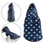 Navy Blue Puffer Dog Jacket with Hood Medium