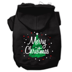 Extra Small Merry Christmas Dog Hoodie Black Pet Outfit