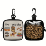 Dog Print Dog Treat Bag with Hook and Zipper Pouch