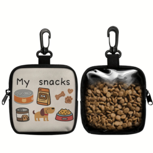 Dog Print Dog Treat Bag with Hook and Zipper Pouch