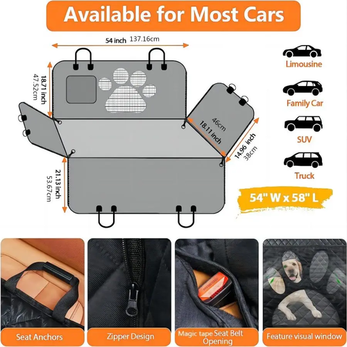 Waterproof Back Seat Hammock Cover for Dogs & Cars - Image 2