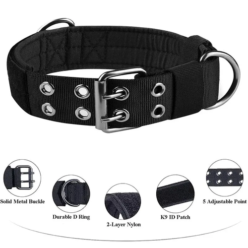 Adjustable Nylon Tactical Dog Collar for Medium Large Dogs - Image 2