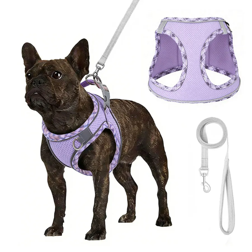 Breathable Reflective Plaid Pet Harness Set for Dogs - Image 6