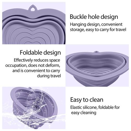 Silicone Heart Shaped Portable Dog Feeding Bowl - Image 4