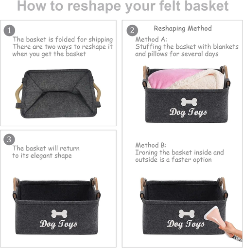 Felt Dog Toy Box Storage Basket Chest Organizer for Pets - Image 5