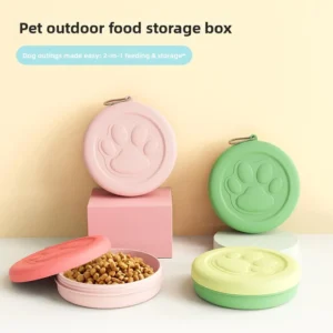2 in 1 Dog Outdoor Bowl Leakproof Snack Storage Box