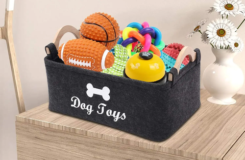 Felt Dog Toy Box Storage Basket Chest Organizer for Pets - Image 4