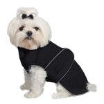 Weatherproof Fleece Lined Dog Coat Black Size 24