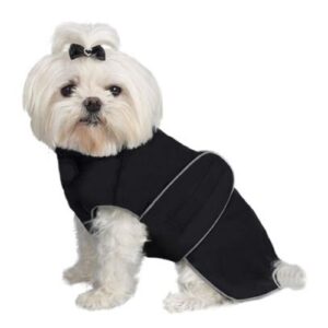 Size 8 Black Weatherproof Fleece Lined Dog Coat